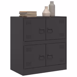 vidaXL Sideboard Home Storage Cupboard Side Cabinet Highboard White Steel - black - Additional view 4
