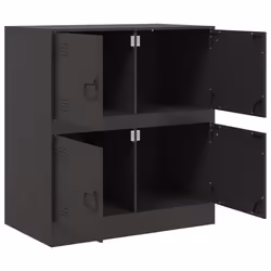 vidaXL Sideboard Home Storage Cupboard Side Cabinet Highboard White Steel - black - Additional view 6