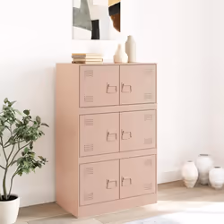 vidaXL Sideboard Hallway Storage Cupboard Side Cabinet Highboard Pink Steel - pink