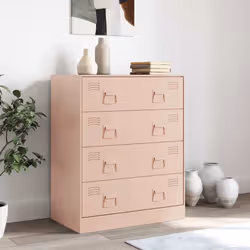 vidaXL Sideboard Living Room Storage Cupboard Cabinet Highboard Pink Steel - pink