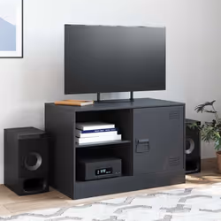 vidaXL TV Cabinet TV Stand TV Unit Entertainment Centre Media Cabinet Steel - black, 1 pcs - Additional view 2
