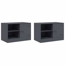 vidaXL TV Cabinet TV Stand TV Unit Entertainment Centre Media Cabinet Steel - anthracite, 2 pcs