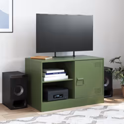 vidaXL TV Cabinet TV Stand TV Unit Entertainment Centre Media Cabinet Steel - olive green, 1 pcs