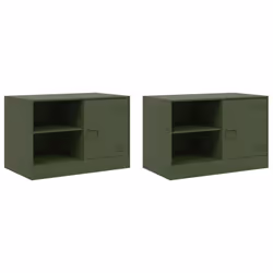 vidaXL TV Cabinet TV Stand TV Unit Entertainment Centre Media Cabinet Steel - olive green, 2 pcs