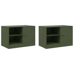 vidaXL TV Cabinet TV Stand TV Unit Entertainment Centre Media Cabinet Steel - olive green, 2 pcs