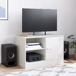 vidaXL TV Cabinet TV Stand TV Unit Entertainment Centre Media Cabinet Steel - white, 1 pcs - Additional view 2