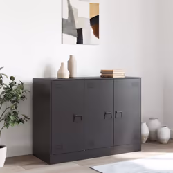 vidaXL Sideboard Storage Cupboard Side Cabinet Highboard Mustard Yellow Steel - black