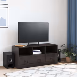vidaXL TV Cabinet TV Stand TV Unit Entertainment Centre Olive Green Steel - black