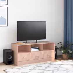 vidaXL TV Cabinet TV Stand TV Unit Entertainment Centre Olive Green Steel - pink