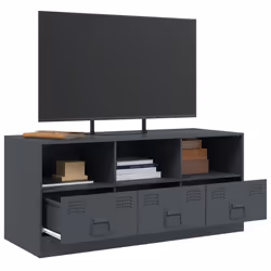 vidaXL TV Cabinet TV Stand TV Unit Entertainment Centre Olive Green Steel - anthracite - Additional view 4
