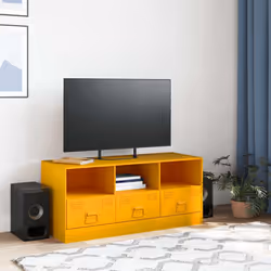 vidaXL TV Cabinet TV Stand TV Unit Entertainment Centre Olive Green Steel - mustard yellow