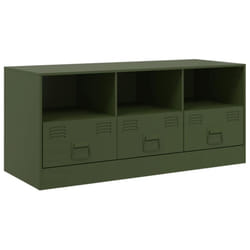 vidaXL TV Cabinet TV Stand TV Unit Entertainment Centre Olive Green Steel - olive green