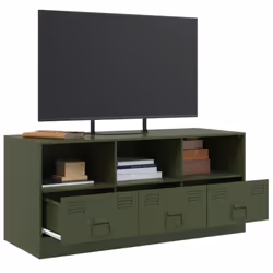 vidaXL TV Cabinet TV Stand TV Unit Entertainment Centre Olive Green Steel - olive green - Additional view 4