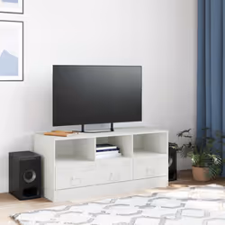 vidaXL TV Cabinet TV Stand TV Unit Entertainment Centre Media Unit White Steel
