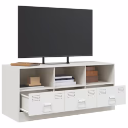 vidaXL TV Cabinet TV Stand TV Unit Entertainment Centre Media Unit White Steel - Additional view 4