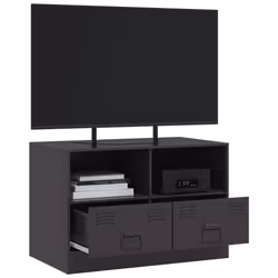 vidaXL TV Cabinet TV Stand TV Unit Entertainment Centre Mustard Yellow Steel - black, 1 pcs - Additional view 4