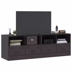 vidaXL TV Cabinet TV Stand TV Unit Entertainment Centre Mustard Yellow Steel - black, 2 pcs - Additional view 2