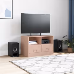 vidaXL TV Cabinet TV Stand TV Unit Entertainment Centre Mustard Yellow Steel - pink, 1 pcs - Additional view 2