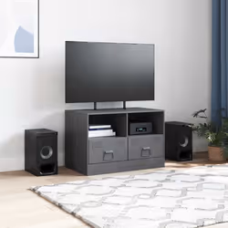 vidaXL TV Cabinet TV Stand TV Unit Entertainment Centre Mustard Yellow Steel - anthracite, 1 pcs - Additional view 2