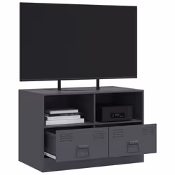 vidaXL TV Cabinet TV Stand TV Unit Entertainment Centre Mustard Yellow Steel - anthracite, 1 pcs - Additional view 4