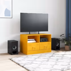 vidaXL TV Cabinet TV Stand TV Unit Entertainment Centre Mustard Yellow Steel - mustard yellow, 1 pcs - Additional view 2