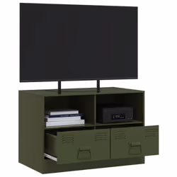 vidaXL TV Cabinet TV Stand TV Unit Entertainment Centre Mustard Yellow Steel - olive green, 1 pcs - Additional view 4