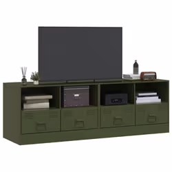 vidaXL TV Cabinet TV Stand TV Unit Entertainment Centre Mustard Yellow Steel - olive green, 2 pcs - Additional view 2