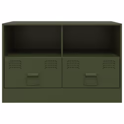 vidaXL TV Cabinet TV Stand TV Unit Entertainment Centre Mustard Yellow Steel - olive green, 2 pcs - Additional view 4