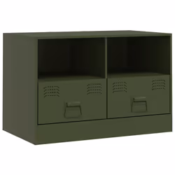 vidaXL TV Cabinet TV Stand TV Unit Entertainment Centre Mustard Yellow Steel - olive green, 2 pcs - Additional view 6