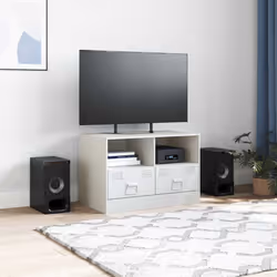 vidaXL TV Cabinet TV Stand TV Unit Entertainment Centre Mustard Yellow Steel - white, 1 pcs - Additional view 2