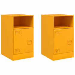 vidaXL Bedside Cabinets Bed Table Nightstand Side Table Bed Cabinet Steel - mustard yellow, 2 pcs