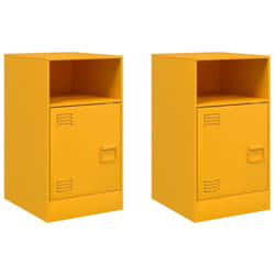 vidaXL Bedside Cabinets Bed Table Nightstand Side Table Bed Cabinet Steel - mustard yellow, 2 pcs