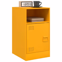 vidaXL Bedside Cabinets Bed Table Nightstand Side Table Bed Cabinet Steel - mustard yellow, 2 pcs
