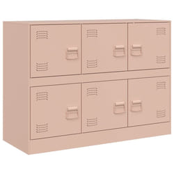 vidaXL Sideboard Living Room Storage Cupboard Cabinet Highboard Pink Steel - pink