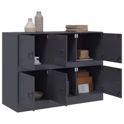 vidaXL Sideboard Storage Cupboard Side Cabinet Highboard Mustard Yellow Steel - anthracite - Additional view 4