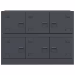 vidaXL Sideboard Storage Cupboard Side Cabinet Highboard Mustard Yellow Steel - anthracite - Additional view 5