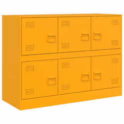 vidaXL Sideboard Storage Cupboard Side Cabinet Highboard Mustard Yellow Steel - mustard yellow