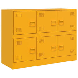 vidaXL Sideboard Storage Cupboard Side Cabinet Highboard Mustard Yellow Steel - mustard yellow