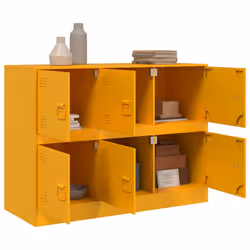 vidaXL Sideboard Storage Cupboard Side Cabinet Highboard Mustard Yellow Steel - mustard yellow - Additional view 4