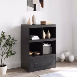 vidaXL Highboard Sideboard Side Cabinet Home Storage Cupboard Anthracite Steel - black