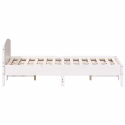 vidaXL Bed Frame with Headboard Bed Base White 140x200 cm Solid Wood Pine - white, 120 x 200 cm - Additional view 4