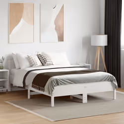 vidaXL Bed Frame with Headboard Bed Base White 140x200 cm Solid Wood Pine - white, 140 x 190 cm