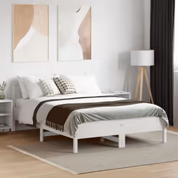 vidaXL Bed Frame with Headboard Bed Base White 140x200 cm Solid Wood Pine - white, 135 x 190 cm