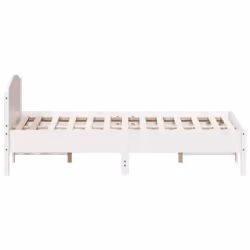 vidaXL Bed Frame with Headboard Bed Base White 140x200 cm Solid Wood Pine - white, 135 x 190 cm - Additional view 4