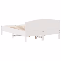 vidaXL Bed Frame with Headboard Bed Base White 140x200 cm Solid Wood Pine - white, 135 x 190 cm - Additional view 5