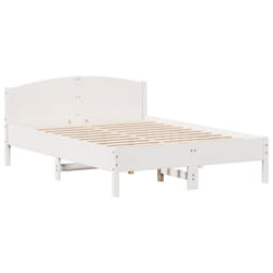 vidaXL Bed Frame with Headboard Bed Base White 140x200 cm Solid Wood Pine - white, 120 x 190 cm
