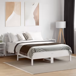 vidaXL Bed Frame with Headboard Bed Base White 140x200 cm Solid Wood Pine - white, 120 x 190 cm