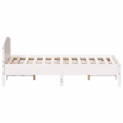 vidaXL Bed Frame with Headboard Bed Base White 140x200 cm Solid Wood Pine - white, 120 x 190 cm - Additional view 4