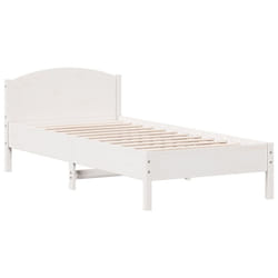 vidaXL Bed Frame with Headboard Bed Base White 140x200 cm Solid Wood Pine - white, 100 x 200 cm