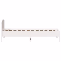 vidaXL Bed Frame with Headboard Bed Base White 140x200 cm Solid Wood Pine - white, 90 x 200 cm - Additional view 4